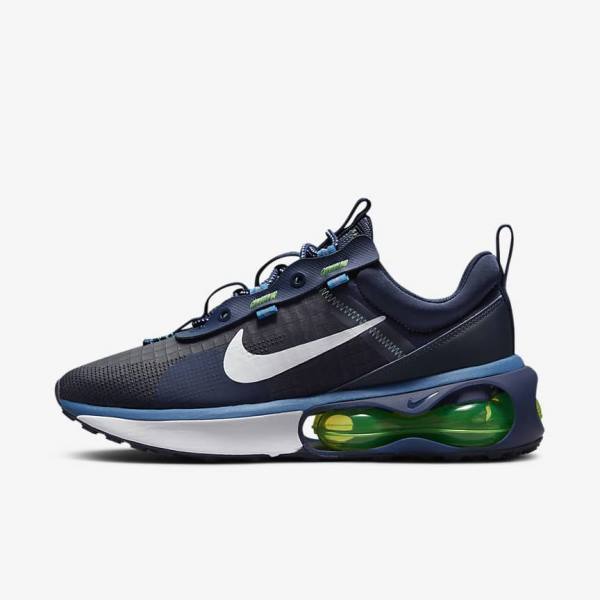 Obsidian / Light Green / Blue / White Nike Air Max 2021 Men\'s Sneakers | NK482YUP