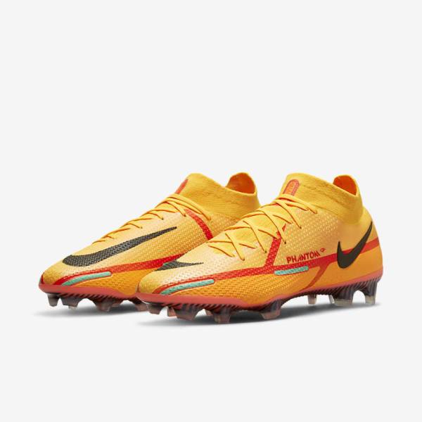 Orange / Light Red / Black Nike Phantom GT2 Dynamic Fit Elite FG Firm-Ground Women's Football Shoes | NK036NOZ