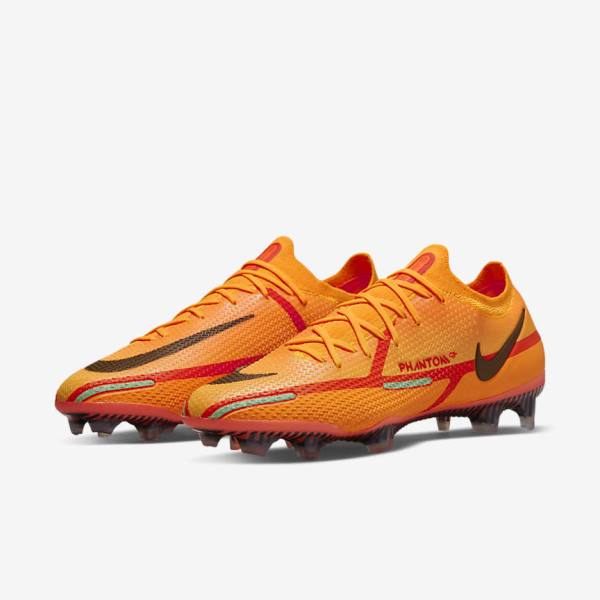 Orange / Light Red / Black Nike Phantom GT2 Elite FG Firm-Ground Women's Football Shoes | NK297LZE