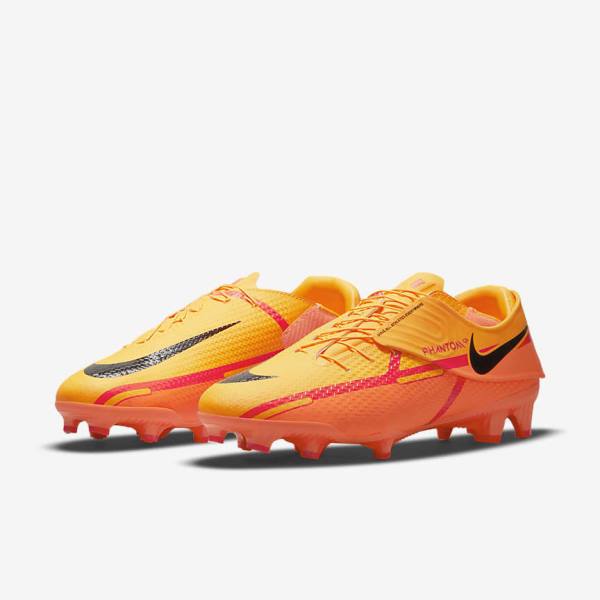 Orange / Light Red / Black Nike Phantom GT2 Academy FlyEase MG Multi-Grounds Women's Football Shoes | NK564IUC