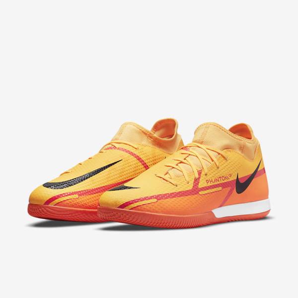 Orange / Light Red / Black Nike Phantom GT2 Academy Dynamic Fit IC Indoor Court Men's Football Shoes | NK705ZJO