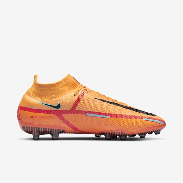 Orange / Light Red / Black Nike Phantom GT2 Dynamic Fit Elite AG-Pro Artificial-Grass Men's Football Shoes | NK816KDQ