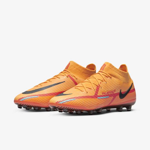 Orange / Light Red / Black Nike Phantom GT2 Dynamic Fit Elite AG-Pro Artificial-Grass Men's Football Shoes | NK816KDQ