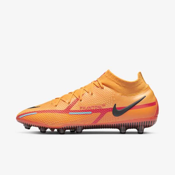 Orange / Light Red / Black Nike Phantom GT2 Dynamic Fit Elite AG-Pro Artificial-Grass Men\'s Football Shoes | NK816KDQ