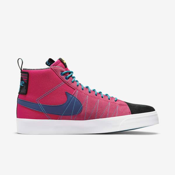 Pink / Blue / Royal Blue Nike SB Zoom Blazer Mid Premium Women's Skate Shoes | NK147BZW