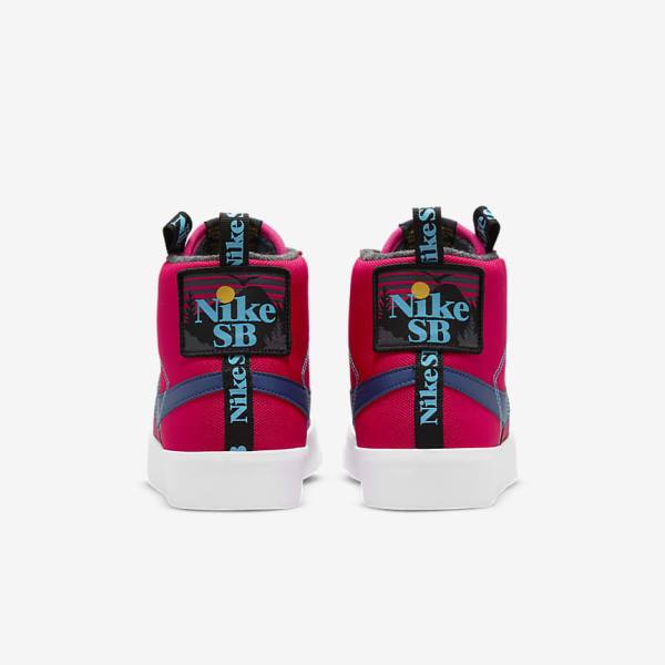 Pink / Blue / Royal Blue Nike SB Zoom Blazer Mid Premium Women's Skate Shoes | NK147BZW