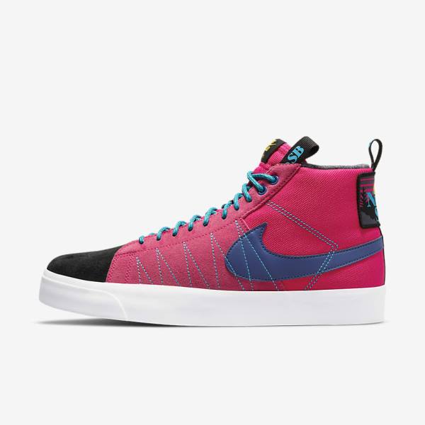 Pink / Blue / Royal Blue Nike SB Zoom Blazer Mid Premium Women\'s Skate Shoes | NK147BZW