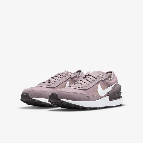 Pink / Light Purple / White Nike Waffle One Older Kids' Sneakers | NK257DGF