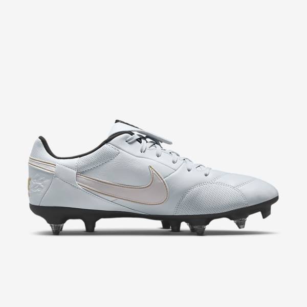 Platinum / Black / Metal Gold / White Nike The Premier 3 SG-PRO Anti-Clog Traction Soft-Ground Men's Football Shoes | NK413ZAY