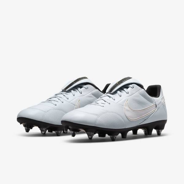 Platinum / Black / Metal Gold / White Nike The Premier 3 SG-PRO Anti-Clog Traction Soft-Ground Men's Football Shoes | NK413ZAY