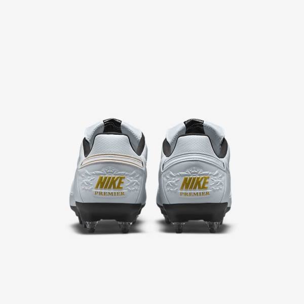 Platinum / Black / Metal Gold / White Nike The Premier 3 SG-PRO Anti-Clog Traction Soft-Ground Men's Football Shoes | NK413ZAY