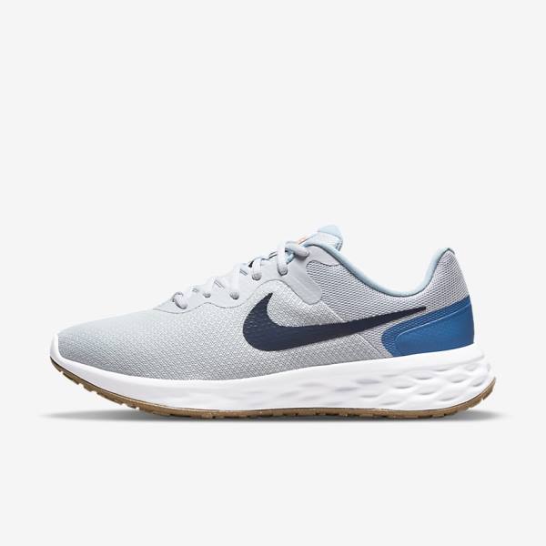 Platinum / Dark Blue / Blue Nike Revolution 6 Next Nature Road Men\'s Running Shoes | NK319LWR