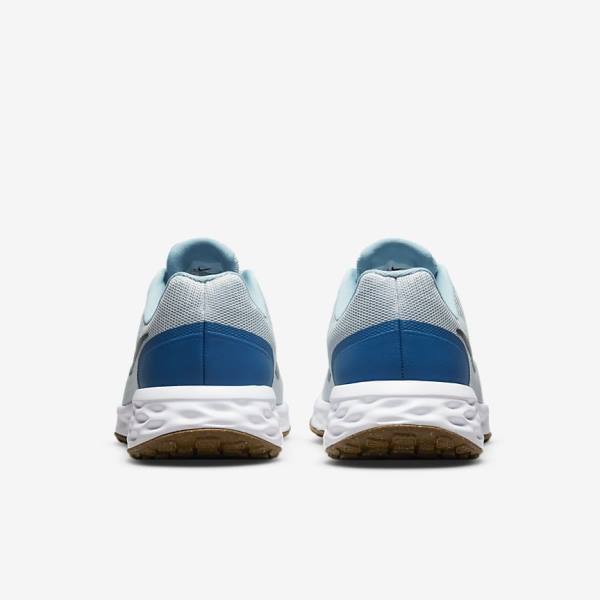 Platinum / Dark Blue / Blue Nike Revolution 6 (Extra Wide) Men's Running Shoes | NK721POF