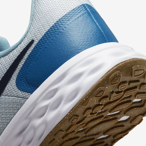 Platinum / Dark Blue / Blue Nike Revolution 6 (Extra Wide) Men's Running Shoes | NK721POF