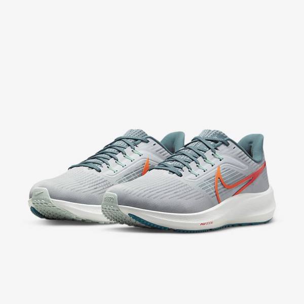 Platinum / Orange Nike Air Zoom Pegasus 39 Road Men's Running Shoes | NK490UBM