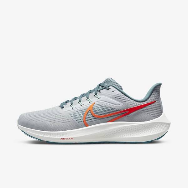 Platinum / Orange Nike Air Zoom Pegasus 39 Road Men\'s Running Shoes | NK490UBM