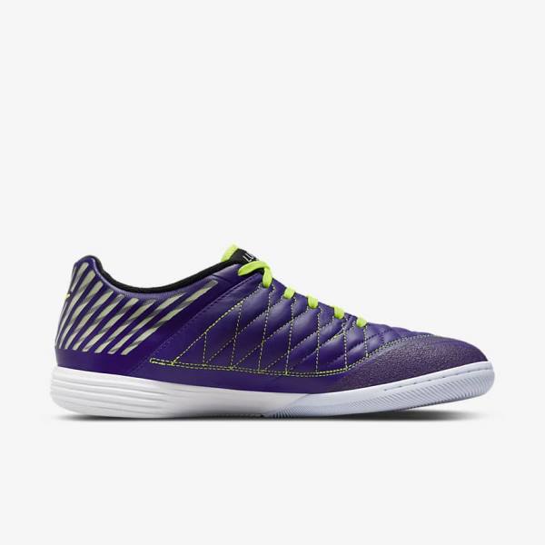 Purple / Black / White Nike Lunar Gato II IC Indoor Court Men's Football Shoes | NK126UZY