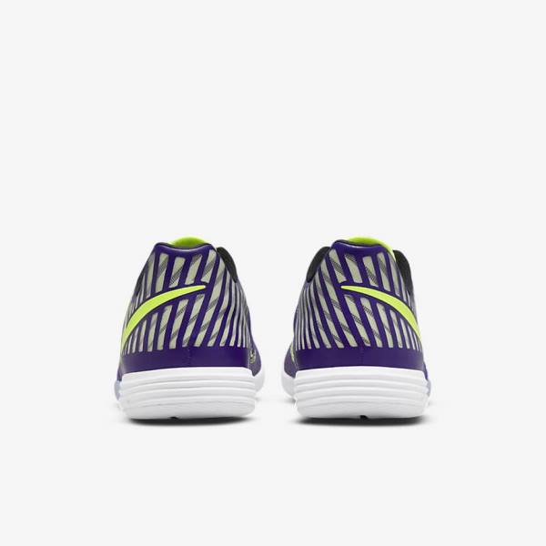 Purple / Black / White Nike Lunar Gato II IC Indoor Court Men's Football Shoes | NK126UZY