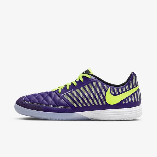 Purple / Black / White Nike Lunar Gato II IC Indoor Court Men\'s Football Shoes | NK126UZY