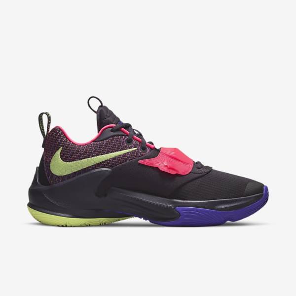 Purple / Pink / Purple / Light Lemon Nike Zoom Freak 3 Men's Basketball Shoes | NK901ABN