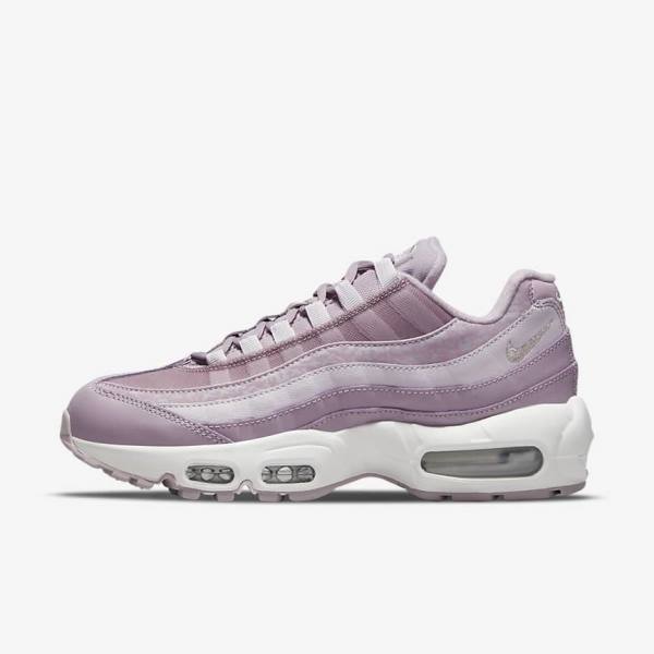 Purple / White / Metal Silver Nike Air Max 95 Women\'s Sneakers | NK218QYP