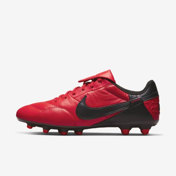 Red / Black Nike The Premier 3 FG Firm-Grounds Men\'s Football Shoes | NK783RWI