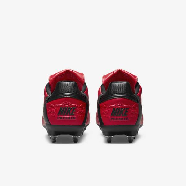 Red / Black Nike The Premier 3 SG-PRO Anti-Clog Traction Soft-Ground Men's Football Shoes | NK130BQS