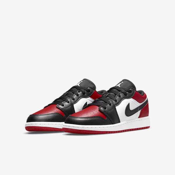 Red / Black / White Nike Air Jordan 1 Low Older Kids' Sneakers | NK016TWH