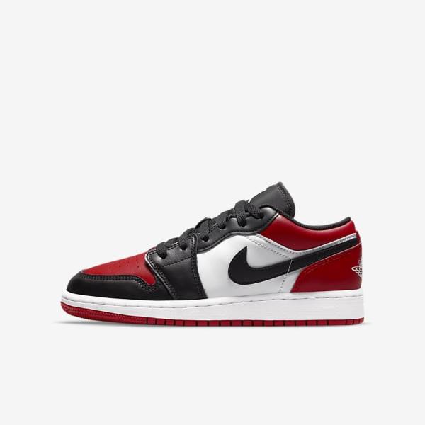 Red / Black / White Nike Air Jordan 1 Low Older Kids\' Sneakers | NK016TWH