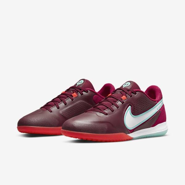 Red / Light Red / White Nike React Tiempo Legend 9 Pro IC Indoor-Court Men's Football Shoes | NK196WQJ