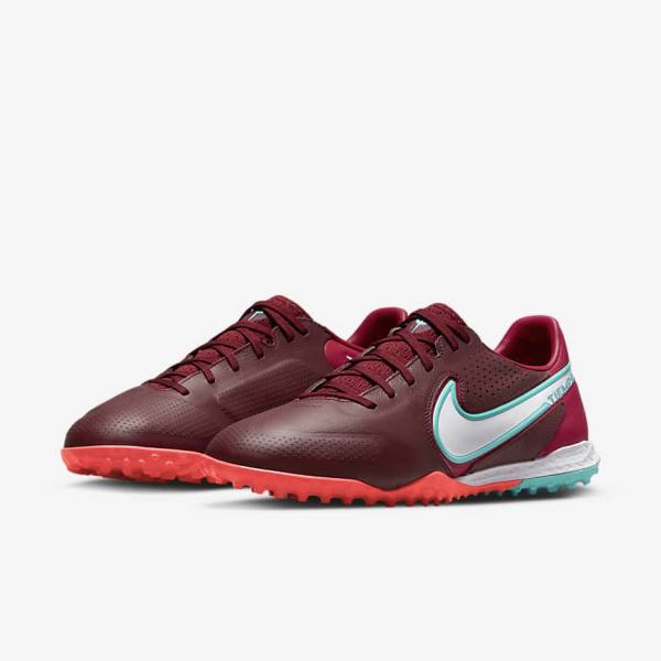 Red / Light Red / White Nike React Tiempo Legend 9 Pro TF Turf Women's Football Shoes | NK563BGI