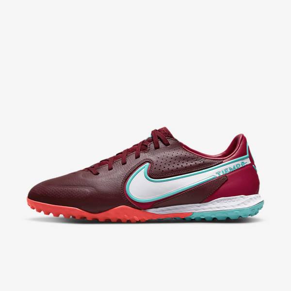 Red / Light Red / White Nike React Tiempo Legend 9 Pro TF Turf Women\'s Football Shoes | NK563BGI