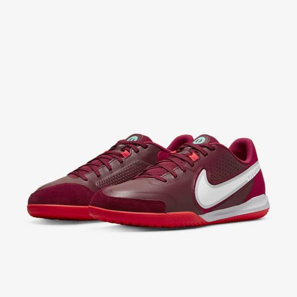 Red / Light Red / White Nike Tiempo Legend 9 Academy IC Indoor-Court Men's Football Shoes | NK456OMJ