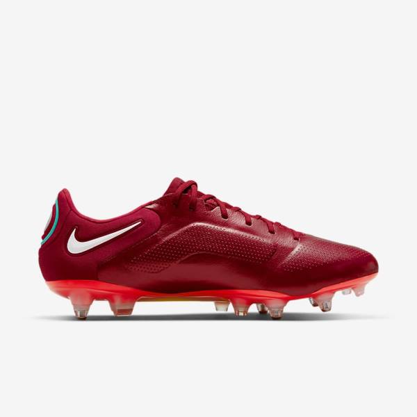 Red / Light Red / White Nike Tiempo Legend 9 Elite SG-Pro AC Soft-Ground Women's Football Shoes | NK690HCA