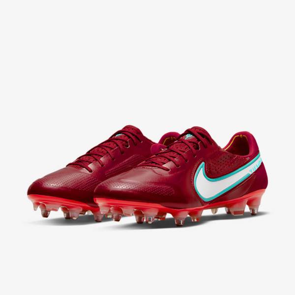 Red / Light Red / White Nike Tiempo Legend 9 Elite SG-Pro AC Soft-Ground Women's Football Shoes | NK690HCA