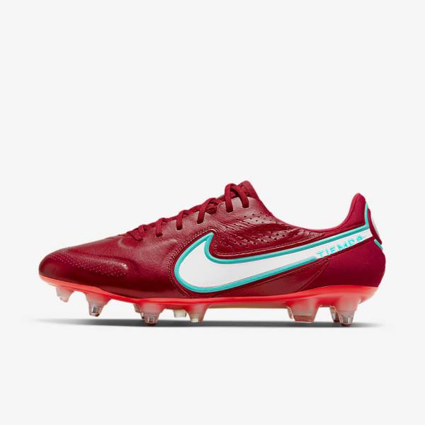 Red / Light Red / White Nike Tiempo Legend 9 Elite SG-Pro AC Soft-Ground Women\'s Football Shoes | NK690HCA