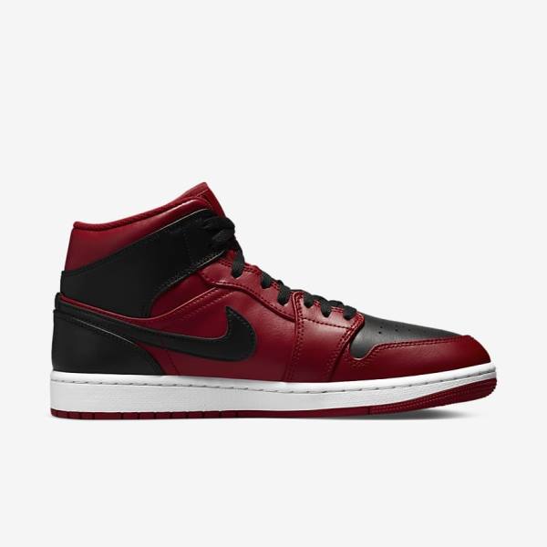 Red / White / Black Nike Air Jordan 1 Mid Men's Sneakers | NK051LTO