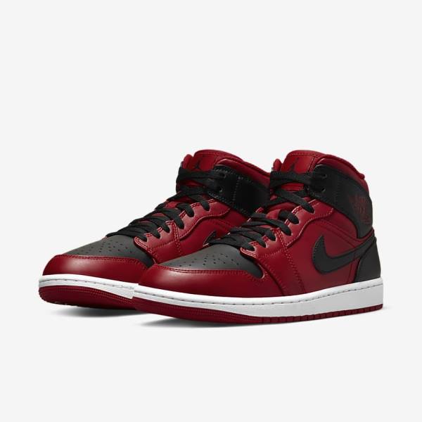 Red / White / Black Nike Air Jordan 1 Mid Men's Sneakers | NK051LTO