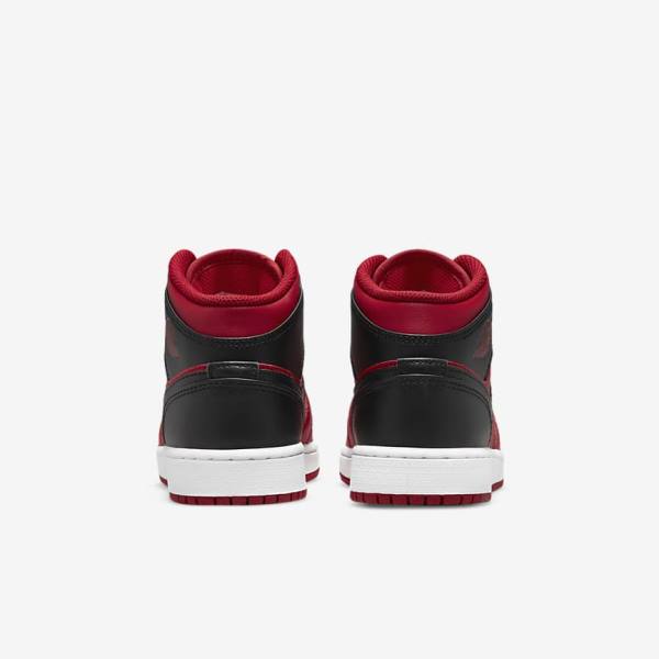 Red / White / Black Nike Air Jordan 1 Mid Older Kids' Sneakers | NK176PZN