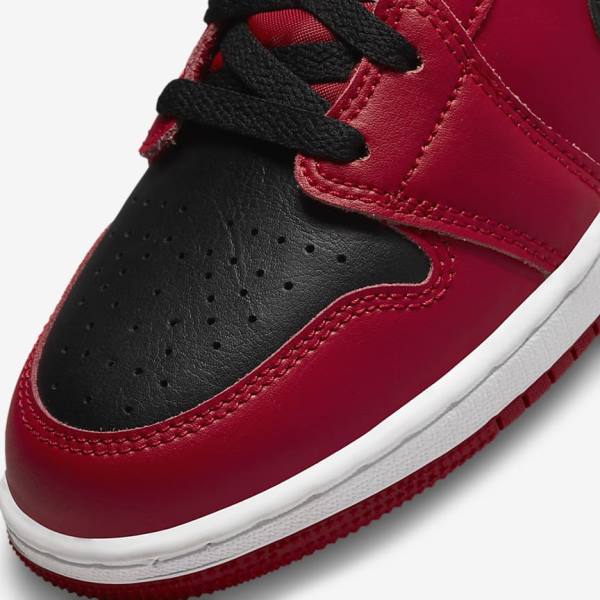 Red / White / Black Nike Air Jordan 1 Mid Older Kids' Sneakers | NK176PZN