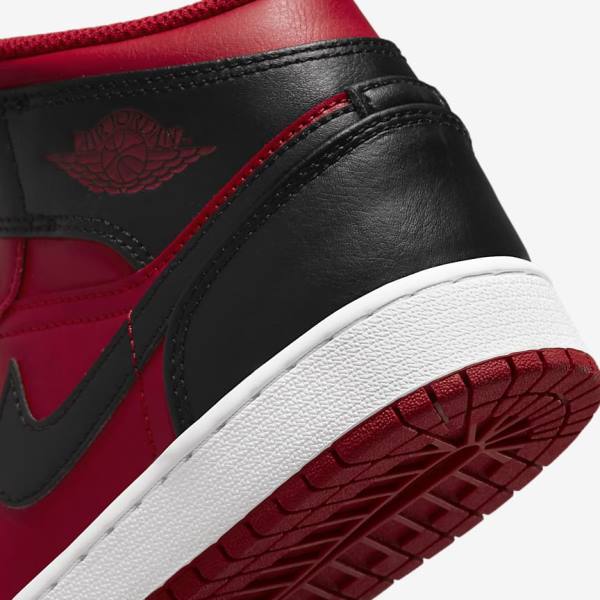 Red / White / Black Nike Air Jordan 1 Mid Older Kids' Sneakers | NK176PZN