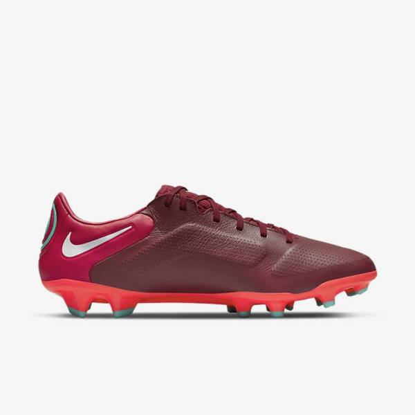 Red / White Nike Tiempo Legend 9 Pro FG Firm-Ground Women's Football Shoes | NK630GLY