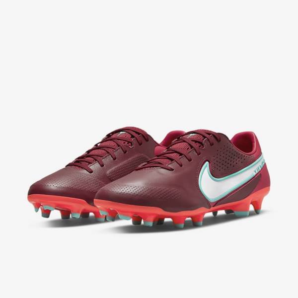 Red / White Nike Tiempo Legend 9 Pro FG Firm-Ground Women's Football Shoes | NK630GLY