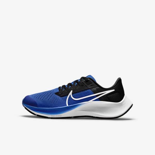 Royal / Black / White Nike Air Zoom Pegasus 38 Older Road Kids\' Running Shoes | NK728UKS