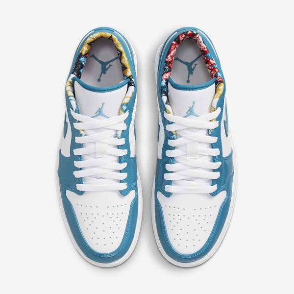 Turquoise / White / Navy / Turquoise Nike Air Jordan 1 Low SE Men's Jordan Shoes | NK096CDQ