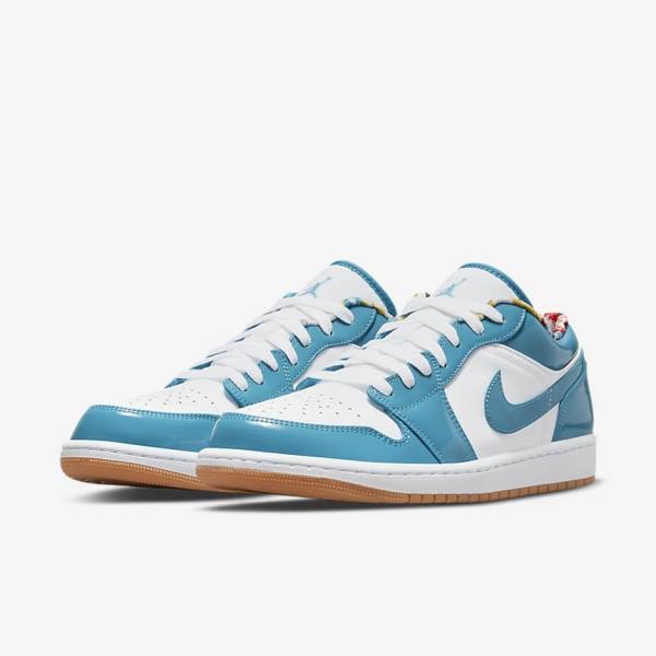 Turquoise / White / Navy / Turquoise Nike Air Jordan 1 Low SE Men's Jordan Shoes | NK096CDQ