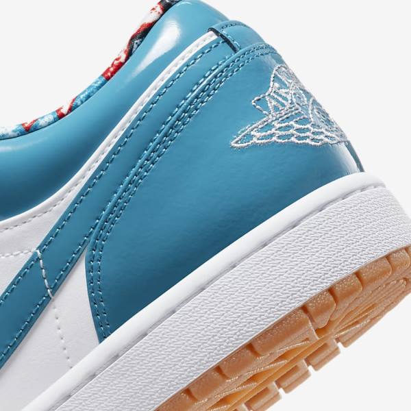 Turquoise / White / Navy / Turquoise Nike Air Jordan 1 Low SE Men's Jordan Shoes | NK096CDQ