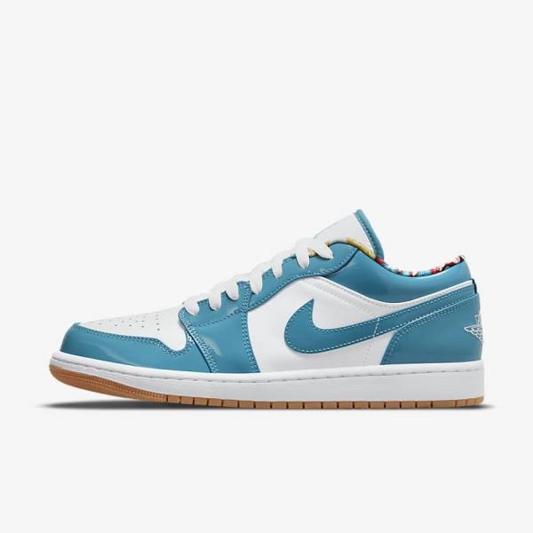 Turquoise / White / Navy / Turquoise Nike Air Jordan 1 Low SE Men\'s Jordan Shoes | NK096CDQ