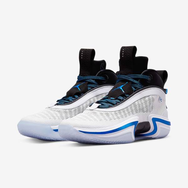 White / Black / Blue Nike Air Jordan XXXVI Men's Jordan Shoes | NK879HYQ