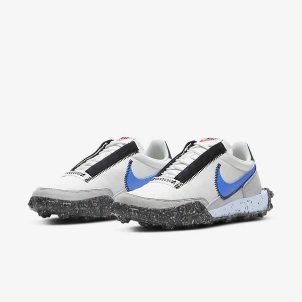 White / Black / Blue Nike Waffle Racer Crater Women's Sneakers | NK306MEO